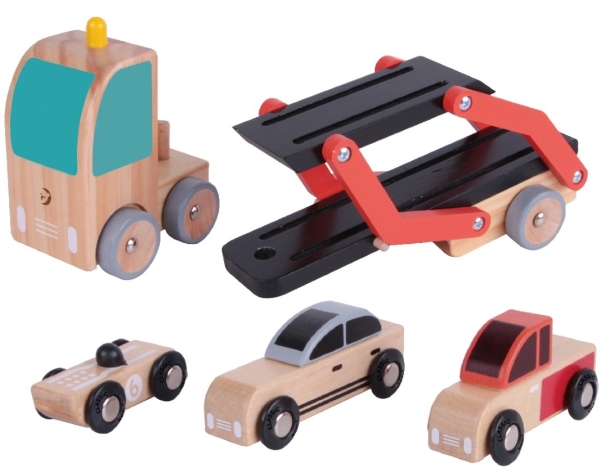 Classic World Holz-Autotransporter Mit 3 Autos