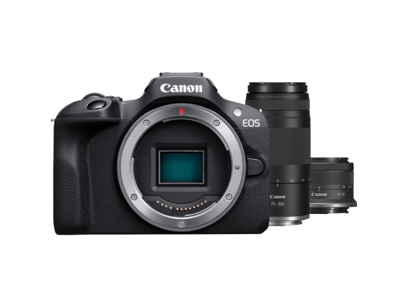 Canon Eos R100 + Rf-S 18-45Mm F4.5-6.3 Is Stm Lens + Rf 75-300Mm F4-5.6 Lens, 24,1 Mp, 6000 X 4000 Pixel, Cmos, 4K Ultra Hd, 309 G, Sort