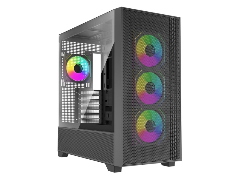 Xilence Xilent Flux, Midi Tower, Pc, Sort, Eatx, Atx, Micro Atx, Mini-Itx, Spcc, Acrylonitrilbutadienstyren, Metal, Hærdet Glas, Rød, Grøn, Blå