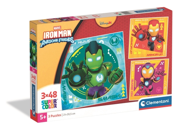 Puslespil Square Iron Man And His Awesome, 3X48 Brikker