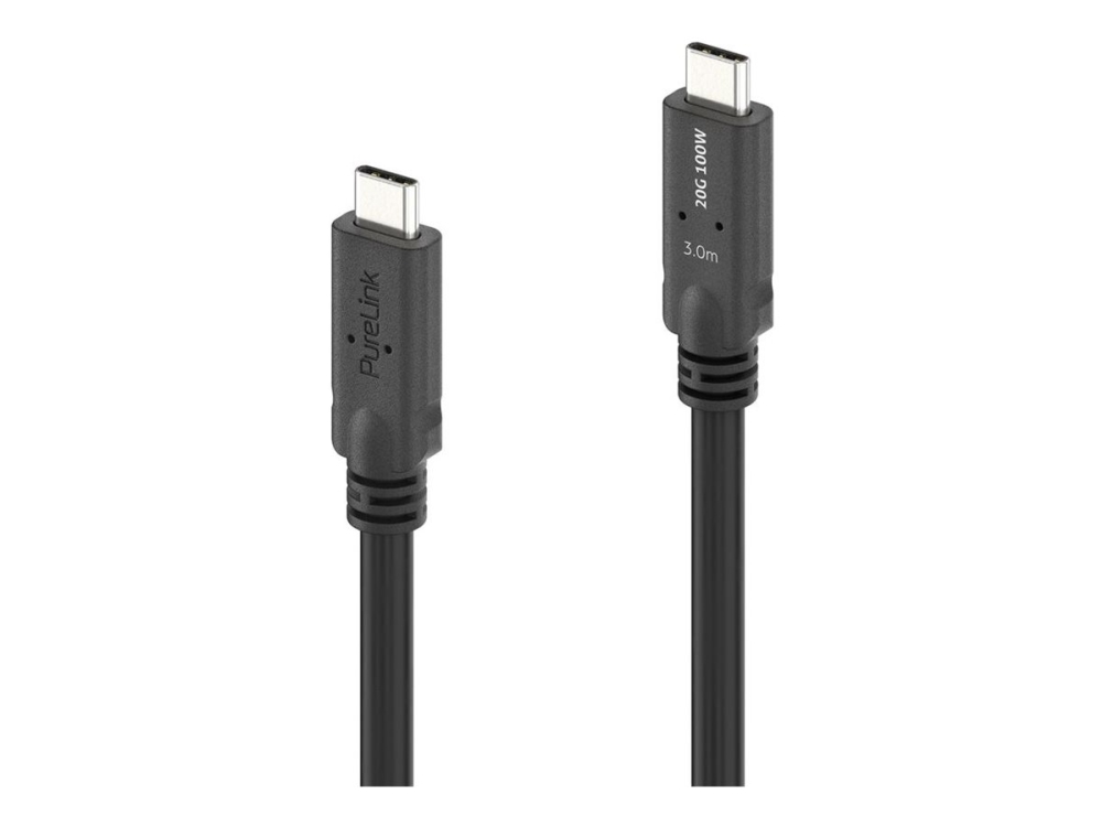 Purelink Usb-C Til Usb-C-Kabel - Usb4 Gen 2X2, 5A, Spr 100W, 20G, Dp Alt-Mode - Pureinstall Microx4 - Sort - 3,00M
