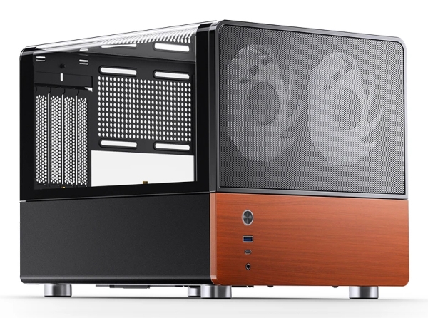 Jonsbo V12 Black, Pc, Schwarz, Holz, Mini-Atx, Itx, Sgcc, Glas, Walnussholz, 14 Cm, 26 Cm
