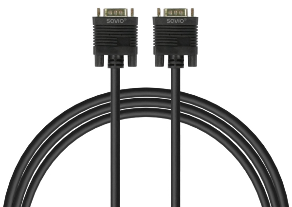 Savio Cl-202, 1,8 M, Vga (D-Sub), Vga (D-Sub), Hanstik, Hanstik, Sort