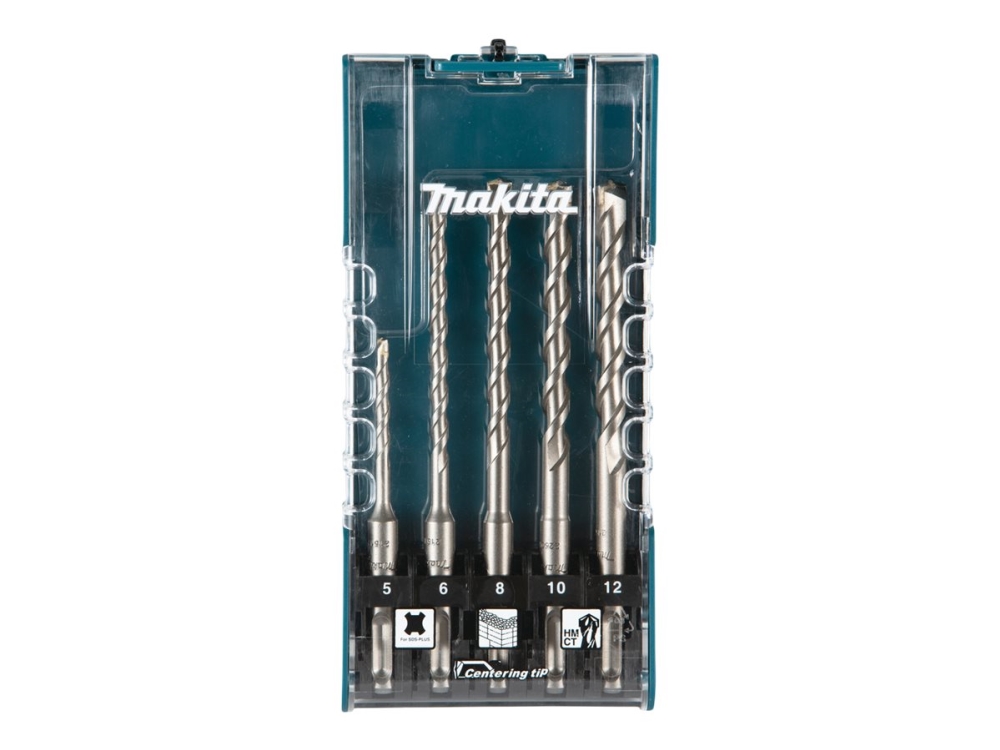 Makita - Borebitsæt - for beton, murerarbejde, mursten - 5 stykker - 5 mm, 6 mm, 8 mm, 10 mm, 12 mm - SDS-plus - længde: 160 mm, 110 mm