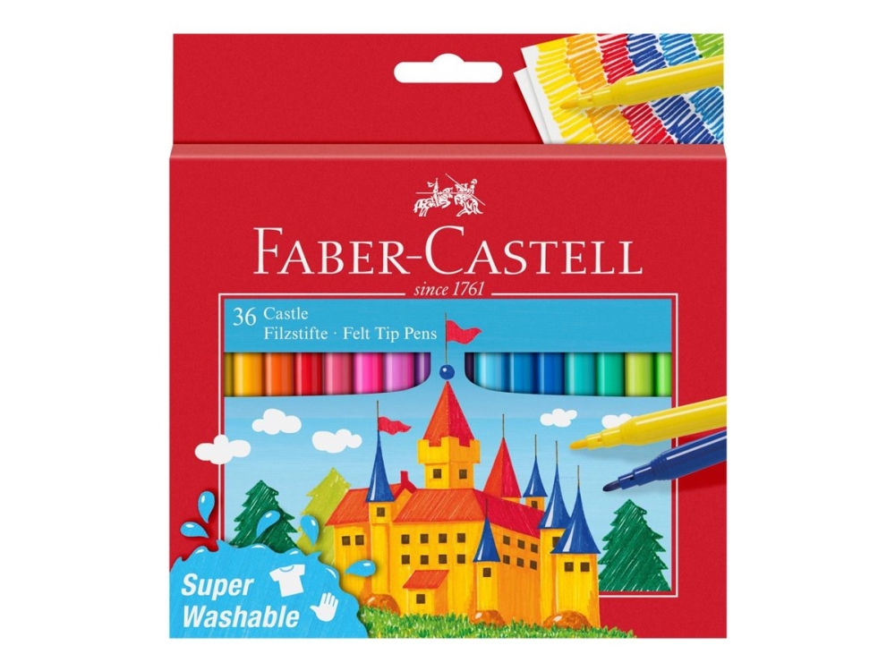 Faber-Castell CASTLE - Fiberspidspen - assorterede farver (pakke med 36)
