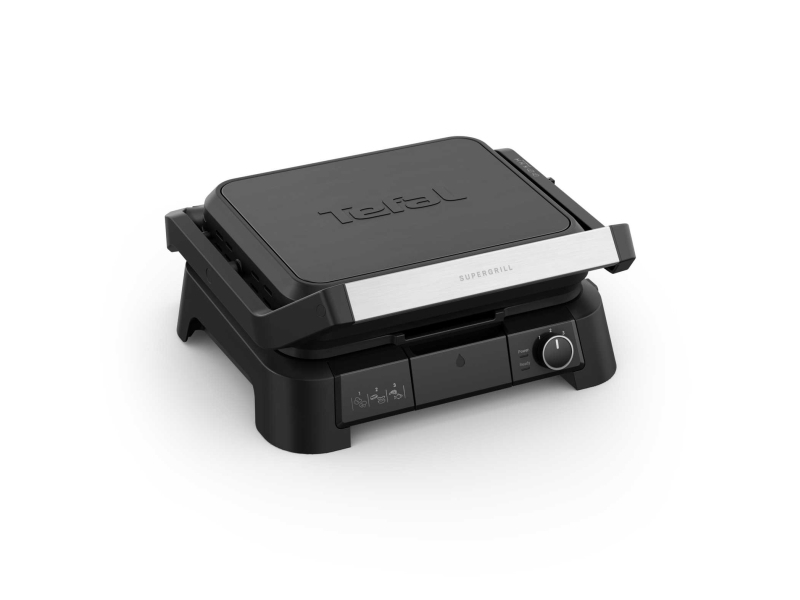 Tefal Supergrill 3-In-1 Gc5108e0, Schwarz, Edelstahl, Thermoplast, Rechteckig, Drehregler, Gitter, 600 Cm²