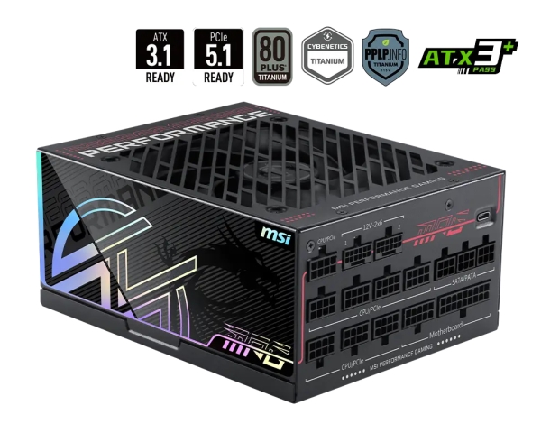 Msi Mpg Ai1300ts Pcie5, 1300 W, 100 - 240 V, 50/60 Hz, 15 A, 10 A, Aktiv