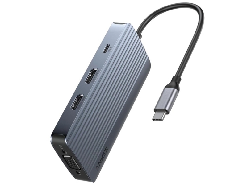 Usb-C Hub Anker, 3 X Usb-A 3.0 - 2 X Usb-C - 2 X Hdmi - 1 X Vga, Grau A83790a2