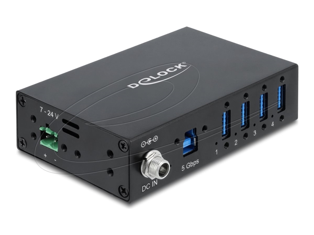Delock Industrie-Hub 4X Usb 5 Gbps Type-A Mit 8 Kv Esd-Schutz Und Hutschienenbefestigung