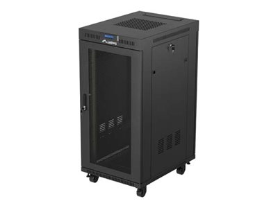 Lanberg Ff01 Series - Rack - 600 X 800 (Flat Pack) Med Netdør Lcd - Fritstående - Sort, Ral 9004 - 24U - 19"