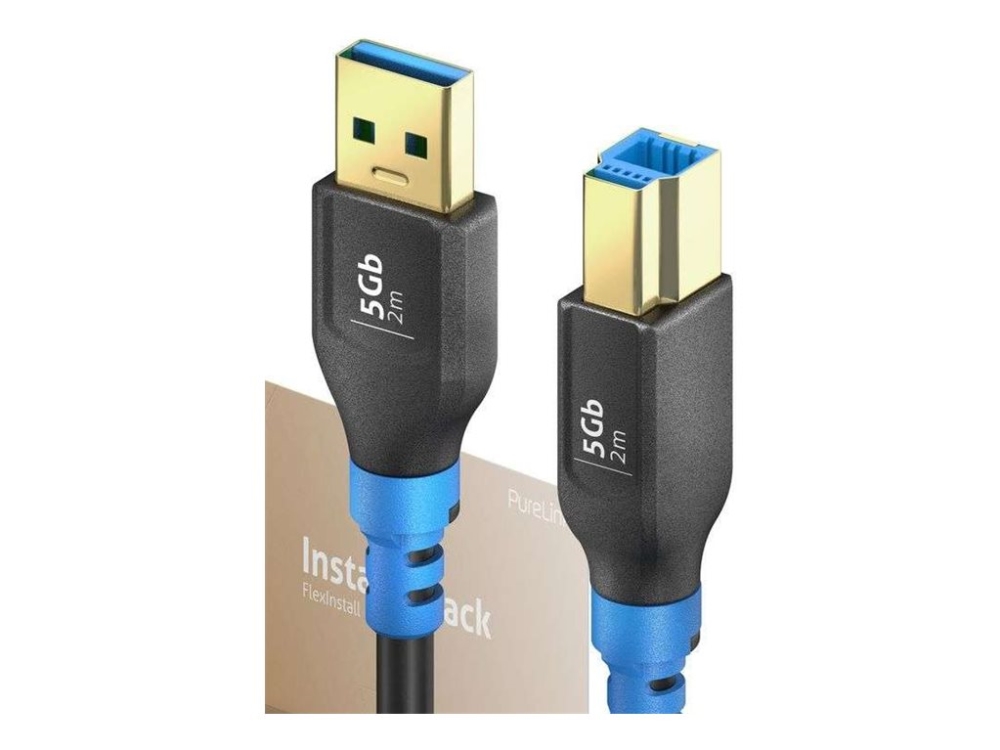 Purelink Flexinstall Series Premium - Usb-Kabel - Usb Type A (Han) Til Usb Type B (Han) - Usb 3.2 Gen 1X1 - 5 V - 2 A - 2 M - Sort - Installerpack (P