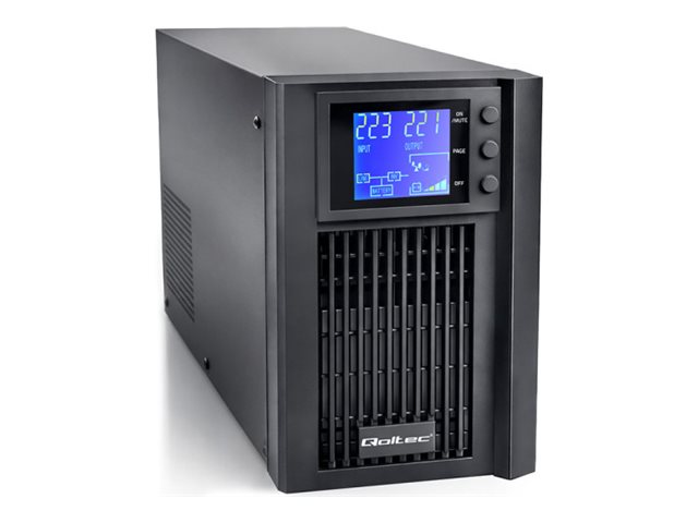 Qoltec Pure Sine Wave - Ups - Avr, Lcd - Ac 230 V - 800 Watt - 1000 Va - Rs-232 - Output-Stikforbindelser: 2 - Sort
