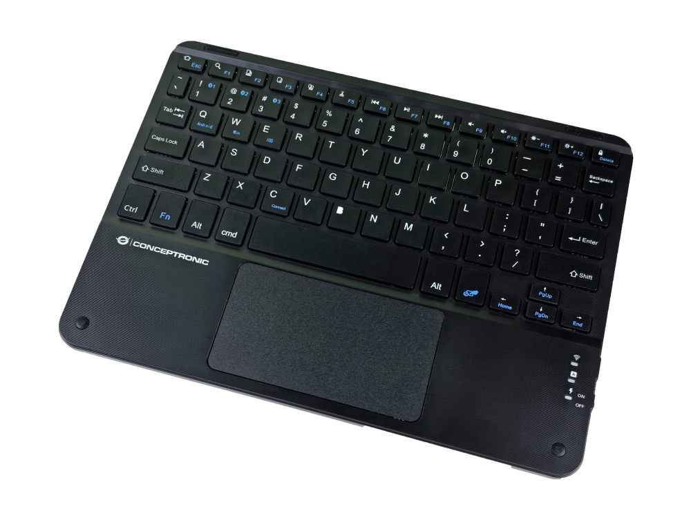 Conceptronic Tobin01bus 10-Zoll-Bluetooth-Tastatur Mit Touchpad, Qwerty En (Us), Tenkeyless (80 - 87 %), Kabellos, Bluetooth, Qwerty, Schwarz