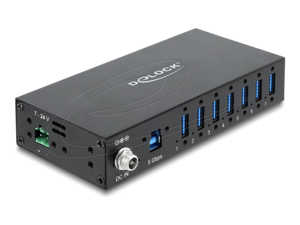 Delock Industrie Hub 7 X Usb 5 Gbps Typ-A Mit 8 Kv Esd Schutz Und Hutschienenbefestigung (60791)