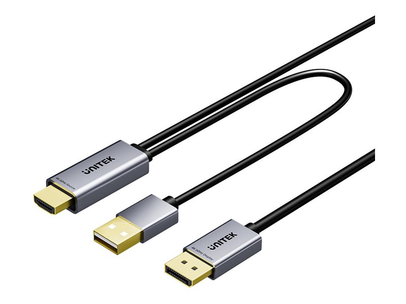 Unitek Unitek Hdmi Zu Displayport 4K Kabel Mit Usb-A Stromversorgung | 4K@60Hz | Hdr | 1,8 M