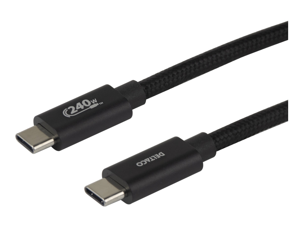 Deltaco - Usb-Kabel - Usb-C (Han) Til Usb-C (Han) - Usb 2.0 - 48 V - 5 A - 2 M - Forlænget Strømrækkevidde (Epr), Usb Power Delivery (240 W), Flettet