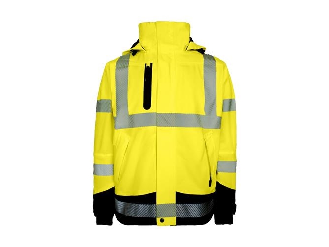 Lyngsøe Hi-vis åndbar regnjakke 4WS-5057 - Hi Viz Gul/Sort / L | Regntøj | Beklædning | EN 343 4-4-X
