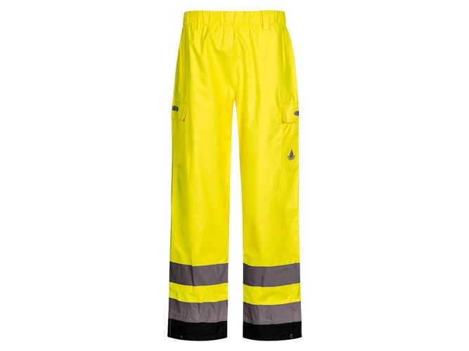 Lyngsøe Åndbare hi-vis regnbukser i en lettere metervare med god slidstyrke FOX6052 - Saurn Yellow/Black / XL | Regntøj | EN 343 4-4-X | Herre