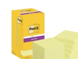 Sticky notes, Post-it Super Sticky Notes, BxL: 76 x 76 mm, gul, pakke med 12 stk