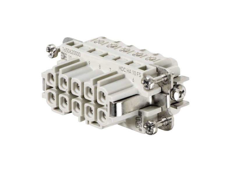 Weidmüller HDC HA 10 FS, Beige, Kobber, 23 mm, 56,6 mm, 31,1 mm, 44 g
