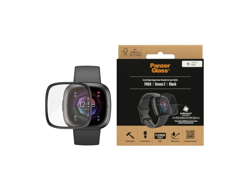 Panzerglass Fitbit Sense 2 | Skærmbeskyttelse, Transparent, Fitbit, Fitbit - Sense 2, Hærdet Glas, Polyethylenterephthalatfolie (Pet), Klar Skærmbe