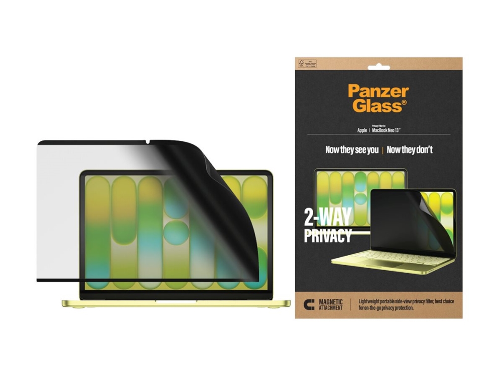 PanzerGlass ® Magnetic 2-Way Privacy Film Screen Protector Apple MacBook Neo 13'' M2 | M3 | M4 | M5 Apple - MacBook Neo 13 M2, Apple - MacBook Neo 13 M3, Apple - MacBook Neo 13 M4, Apple - MacBook Neo