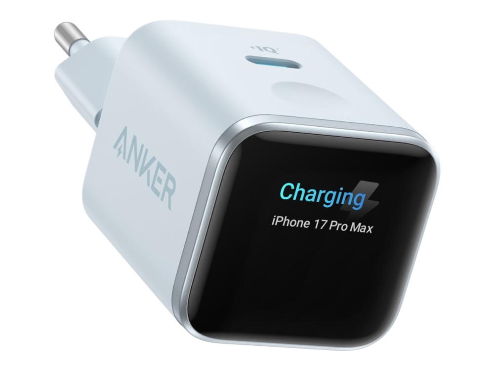 Anker Nano - Strømforsyningsadapter - With Smart Display - 45 Watt - 3 A - Pd (Usb-C) - Disblå