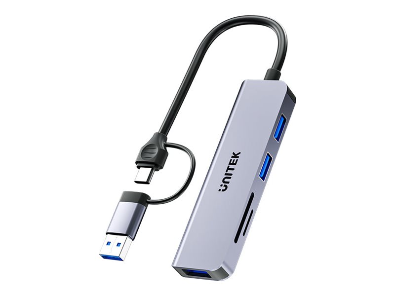 Unitek Uhub P5+ H1320a - Hub - 5-I-1, 5 Gbps, Med Sd- Og Micro Sd-Kortlæser - 3 X Usb 3.2 Gen 1 - Desktop