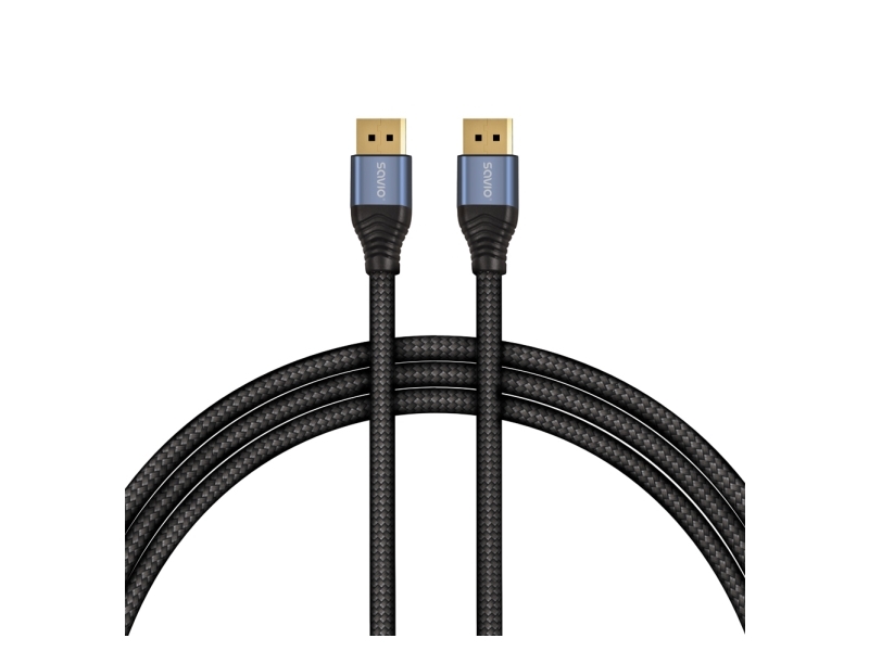 Savio CL-210, 2 m, DisplayPort, DisplayPort, Hunstik, Hunstik, Sort