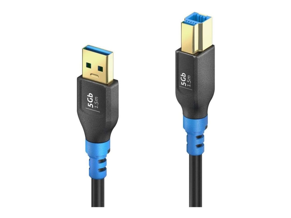Purelink Fi-U300-015, 1,5 M, Usb A, Usb B, Usb 3.2 Gen 1 (3.1 Gen 1), 5 Gbit/S, Schwarz, Blau