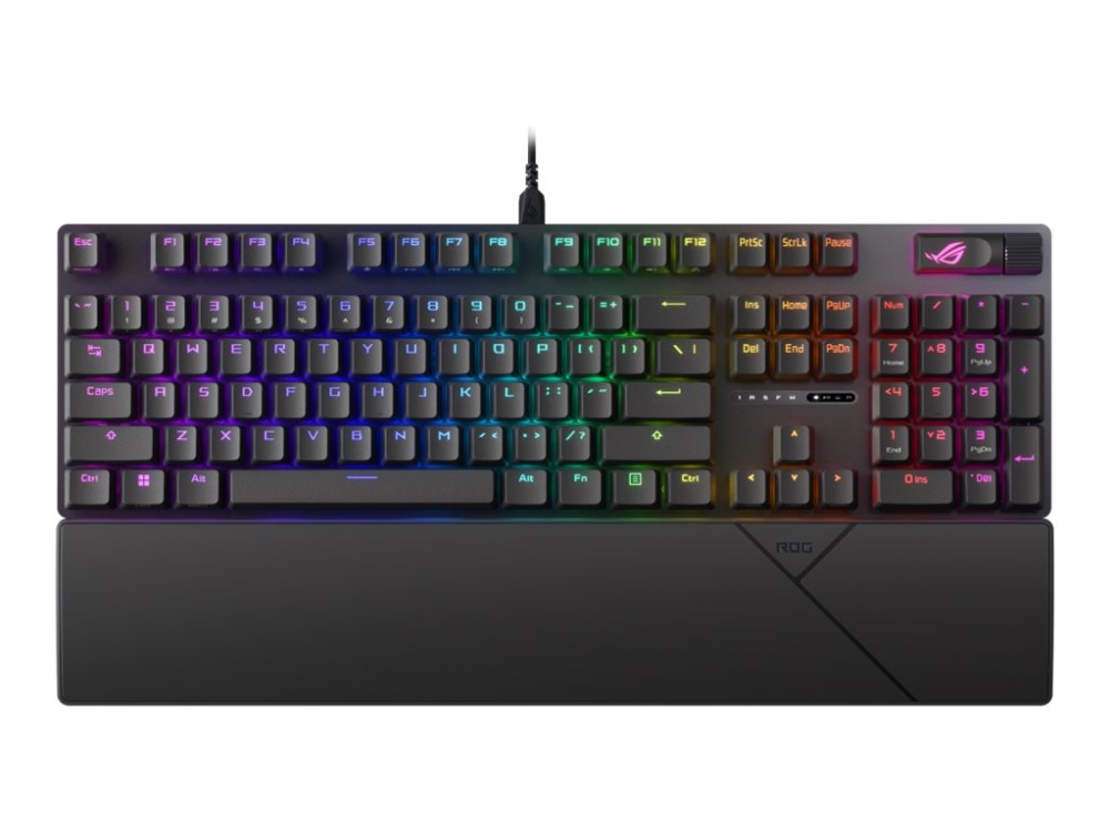 Asus Rog Strix Scope Ii - Tastatur - 96% - Backlit - Trådløs - 2.4 Ghz, Bluetooth 5.1, Usb - Fransk - Tastkontakt: Rog Nx (Hot-Swappable) - Sort