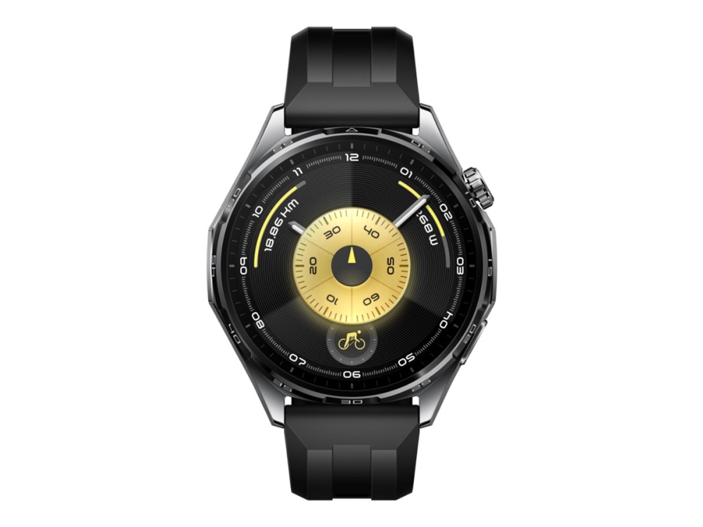 Huawei Watch GT 6 - 46 mm - rustfrit stål - smart ur med rem - fluoroelastomer - sort - håndledsstørrelse: 140-210 mm - display 1.47 - Bluetooth 6.0 BR/EDR + BLE, NFC - 51.3 g