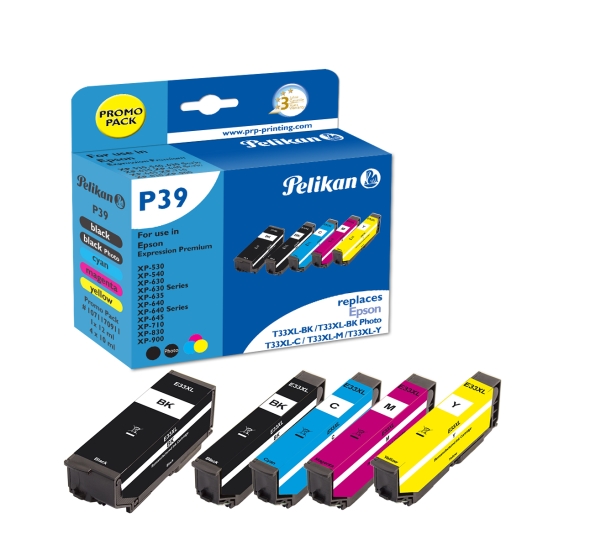 Pelikan P39, Kompatibel, Sort, Blå, Magenta, Foto Sort, Gul, Epson, Multipakke, Expression Premium Xp-530, Expression Premium Xp-540, Expression Prem
