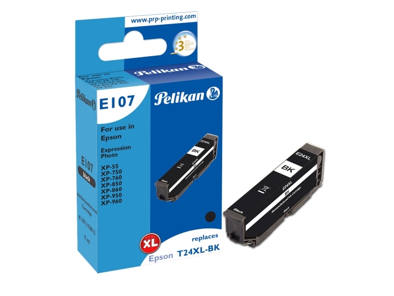 Pelikan E107, Compatible, Sort, Epson, Expression Photo Xp-55, Expression Photo Xp-750, Expression Photo Xp-760, Expression Photo Xp-850,..., 1 Stk,