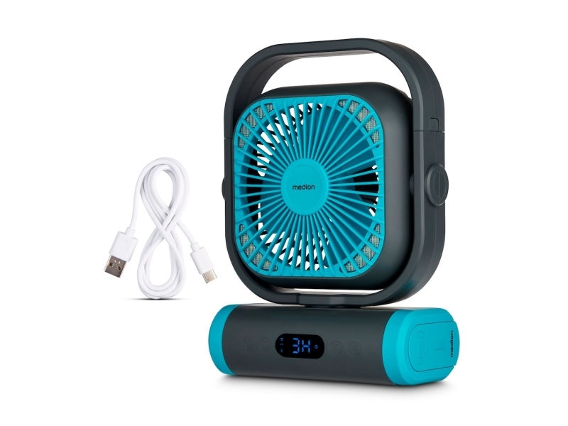 MEDION E10 TF, Husholdning ventilator, Sort, Blå, Loft, Gulv, Bord, 48 dB, 15 cm, 110°