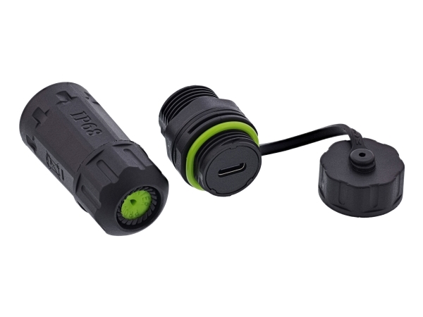 Inline Usb-C Kabelkobling Kort, Ip68, 2X Usb-C Hunstik, Skærmet