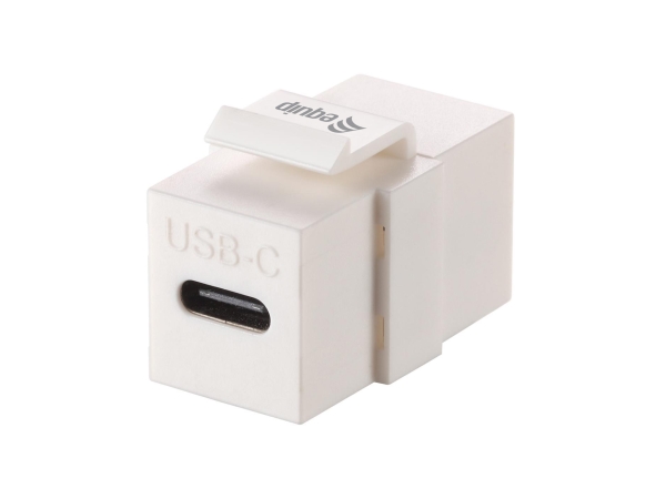 Equip Usb 3.2 Gen2 Usb-C Keystone-Koppler, Weiß, 20 Gbit/S, Pd 100 W, 4K/60 Hz, Flach, Weiß, Usb C, Usb C, Buchse, Buchse