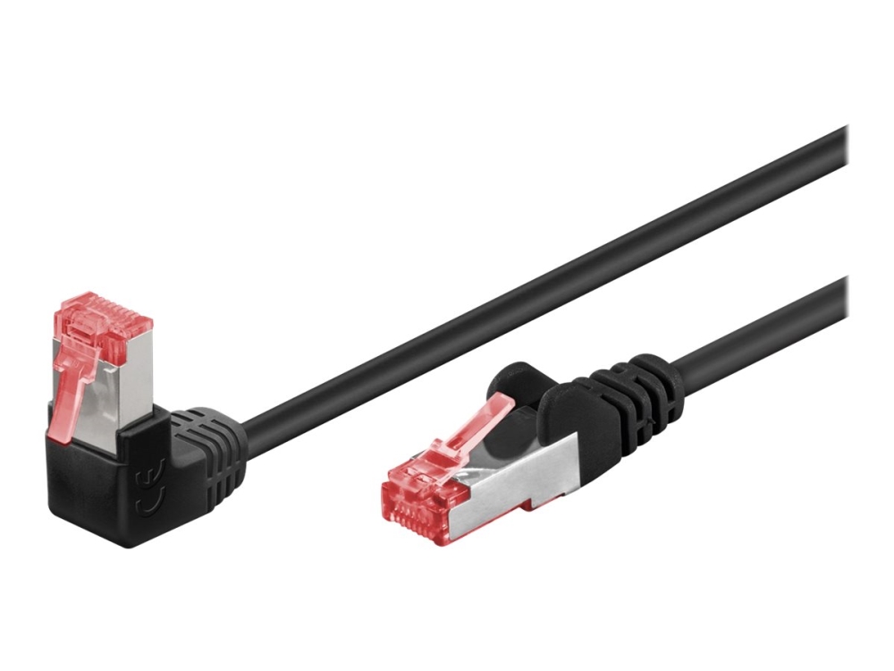 Goobay - Patchkabel - Rj-45 (Han) Vinklet Til Rj-45 (Han) Lige - 1 M - 6 Mm - Sftp, Pimf - Cat 6 - Halogenfri, Rund, Guldglimtede Kontakter - Sort