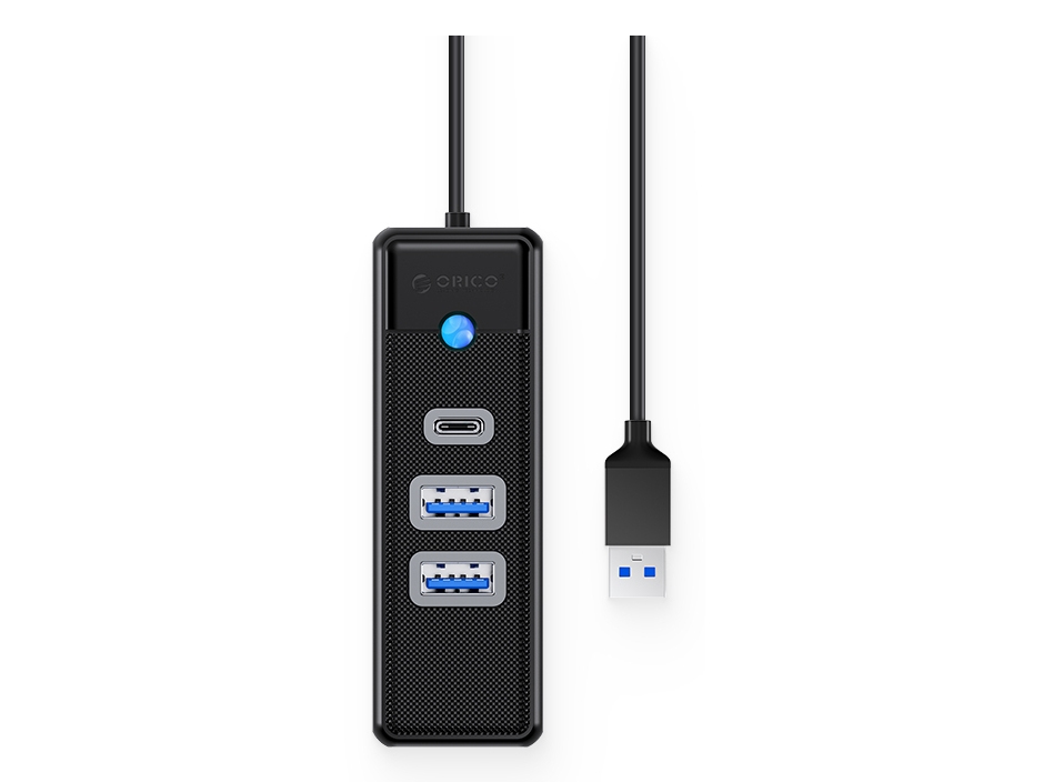 Adapter Usb-Hub Auf 2X Usb 3.0 + Usb-C Orico, 5 Gbps, 0,15M (Schwarz)