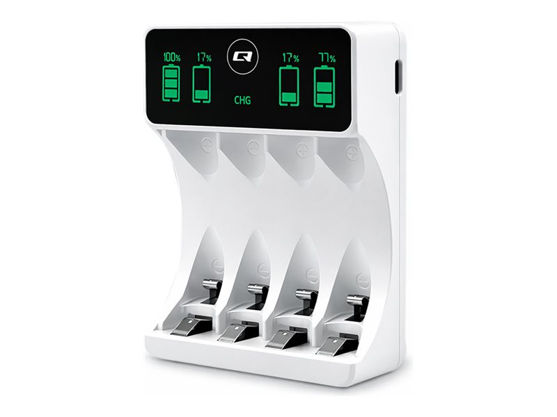 Qoltec - Batterioplader - (For 4Xaa/Aaa) - 4 X Batterier Lader Op - 2 A - Hvid