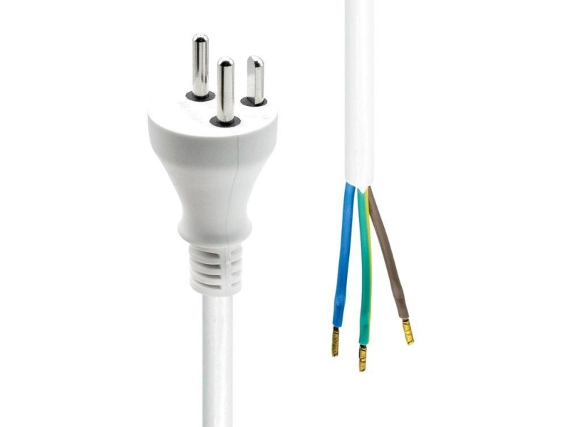 Microconnect - Strømkabel - Type K (Han) Til Uisoleret Ledning - 15 M - Hvid - Danmark