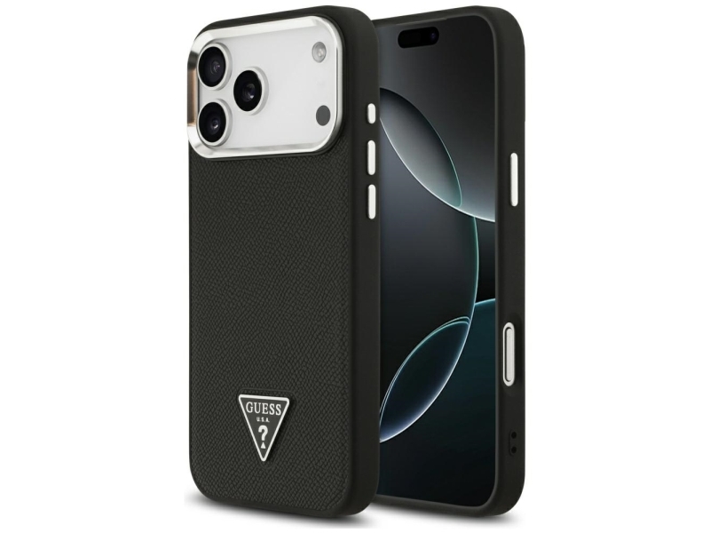 Guess Grained Triangle Logo Magsafe Cover Til Iphone 17 Pro Max - Sort