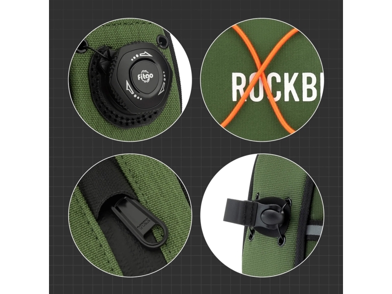 Rockbros Cykeltaske Rockbros Tl004 Road To Sky 0,7 L Til Stel – Vandtæt – Grøn