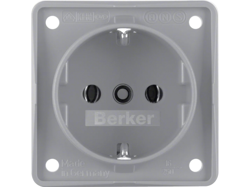 Berker 941852506, Type F, Skruer, Grå, Termoplast, Mat, IP44
