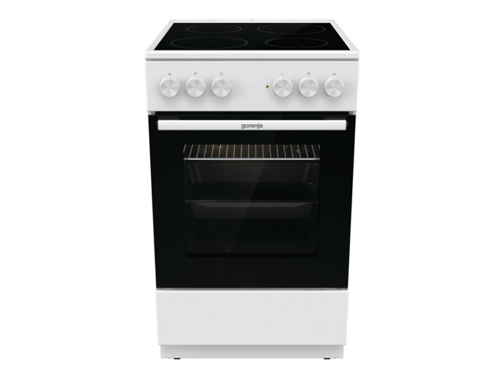 Gorenje GEC5A21WG, Vapaasti seisova liesi, Valkoinen, Rotaatio, Valkoinen, Ruostumaton teräs, Terästä