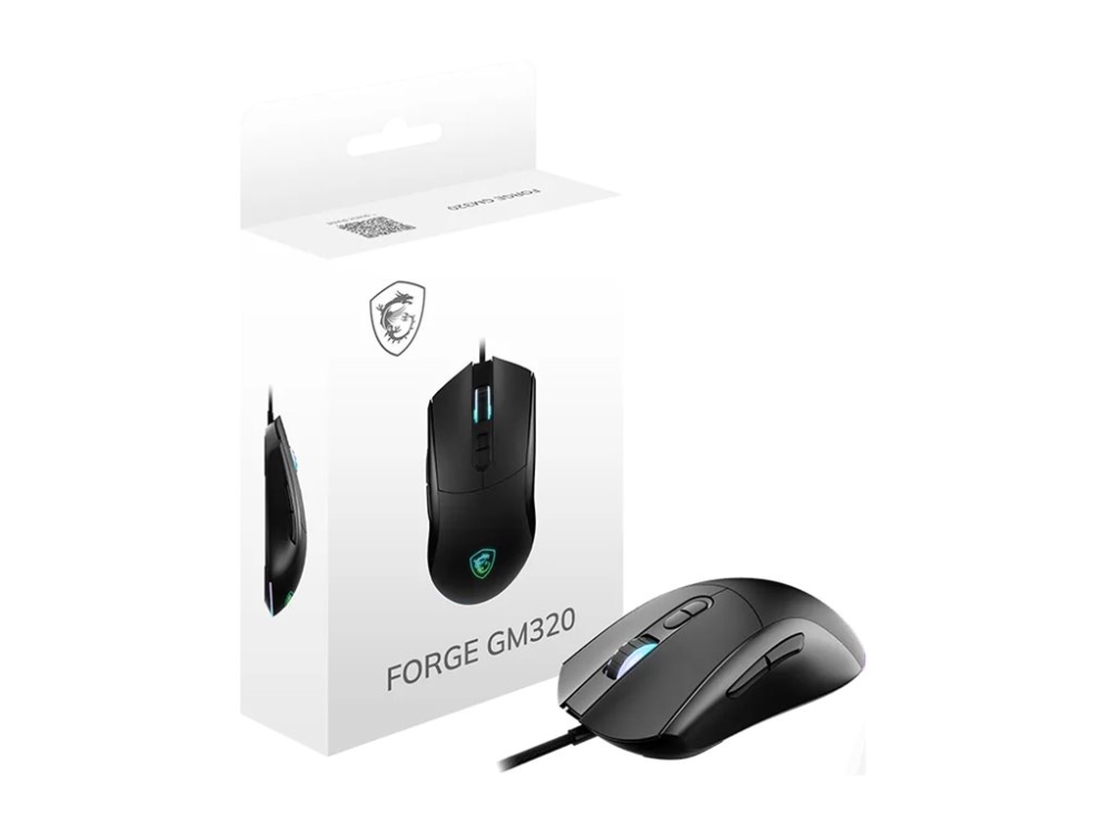 Msi Forge Gm320, Beidhändig, Optisch, Usb Typ-A, 12800 Dpi, Schwarz