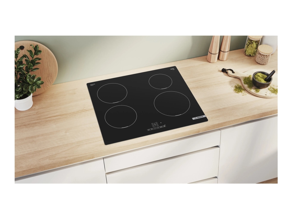 Bosch Serie | 4 Pue611bb6e - Induktions Kogeplade - 4 Plader - Niche - Bredde: 56 Cm - Dybde: 49 Cm - Rammeløs - Sort