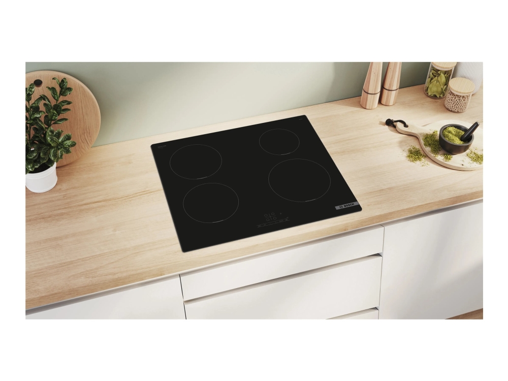 Bosch Serie | 4 PUE611BB5E - Induktions kogeplade - 4 plader - Niche - bredde: 56 cm - dybde: 49 cm - rammeløs - sort