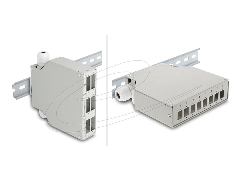 Lwl Patchfeld 6 Port Für Sc Duplex Und Lc Quad Mit Alternativem Panel Für 8 X Sc Simplex Oder Lc Duplex Grau Zur Hutschienen Montage