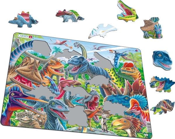 Larsen Puslespil Puslespil Selfie Glade Dinosaurer - 43 Brikker, Maxi (36.5X28.5Cm)